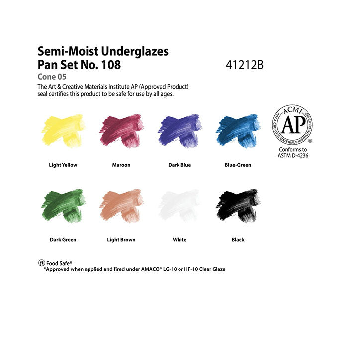 Amaco Semi Moist Underglaze Set No.108