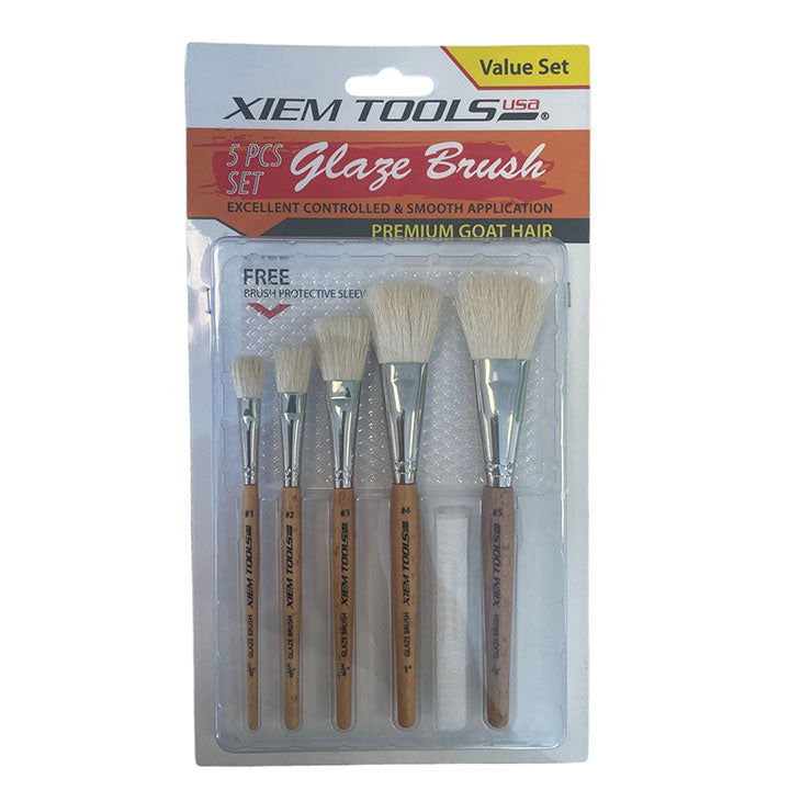 Xiem Tools Premium Goat Hair 5-Piece Glaze Brush Set