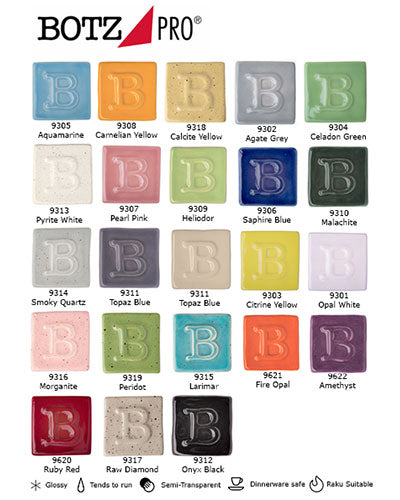 Botz Botz Pro Glazes 1 Glaze. 3 Options