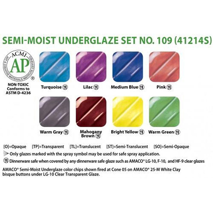 Amaco Semi Moist Underglaze Set No.109