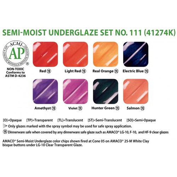 Amaco Semi Moist Underglaze Set No.111